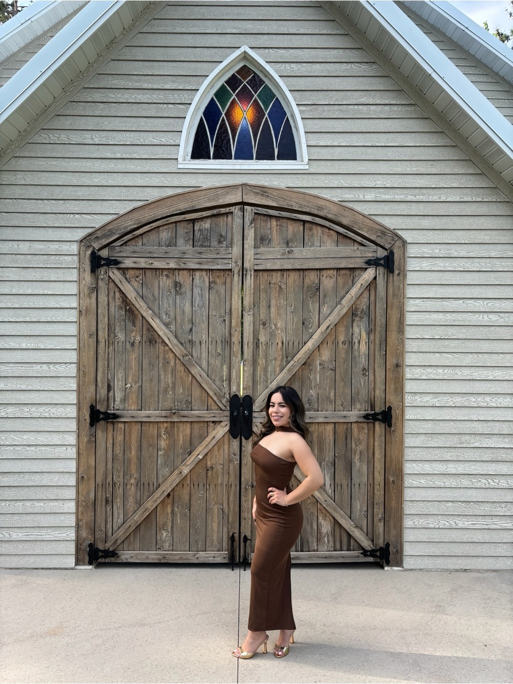 Sleek Strapless Brown Maxi Dress